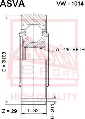 ASVA VW-1014 - Шарнирный комплект, ШРУС, приводной вал autosila-amz.com