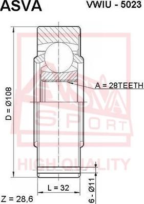 ASVA VWIU-5023 - Шарнирный комплект, ШРУС, приводной вал autosila-amz.com