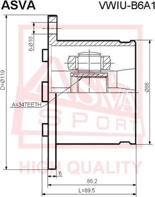 ASVA VWIU-B6A1 - Шарнирный комплект, ШРУС, приводной вал autosila-amz.com