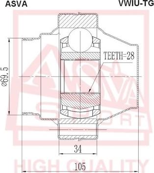 ASVA VWIU-TG - Шарнирный комплект, ШРУС, приводной вал autosila-amz.com