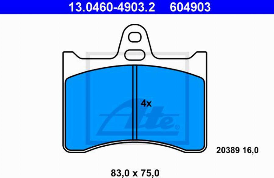 ATE 604903 - Тормозные колодки, дисковые, комплект autosila-amz.com