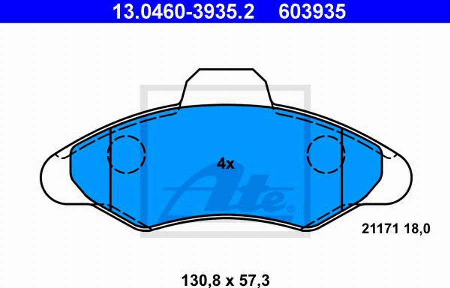 ATE 603935 - Тормозные колодки, дисковые, комплект autosila-amz.com