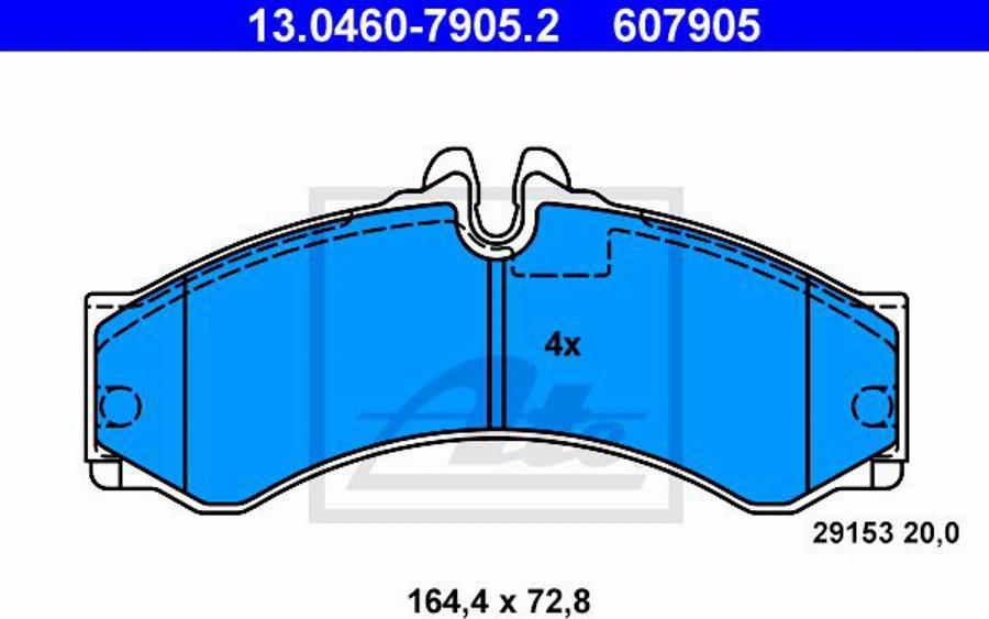 ATE 607905 - Тормозные колодки, дисковые, комплект autosila-amz.com