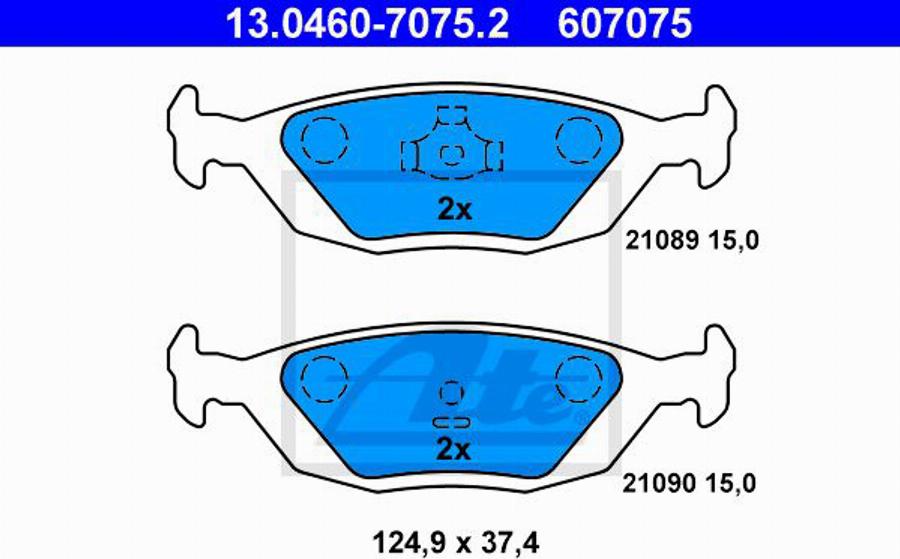 ATE 607075 - Тормозные колодки, дисковые, комплект autosila-amz.com