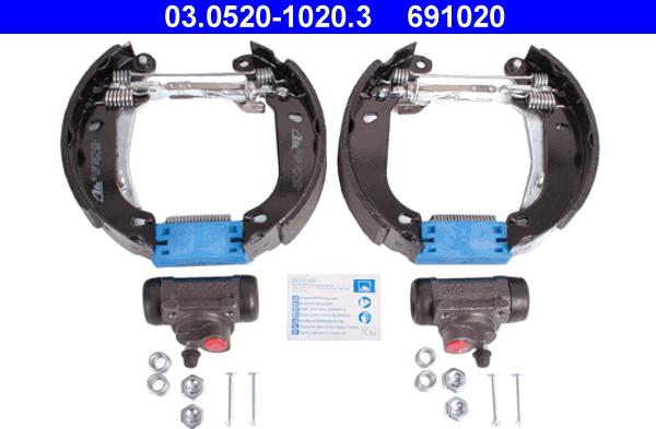 ATE 03.0520-1020.3 - Комплект тормозных колодок, барабанные autosila-amz.com