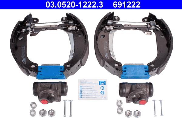 ATE 03.0520-1222.3 - Комплект тормозных колодок, барабанные autosila-amz.com