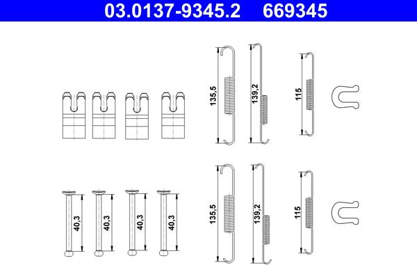 ATE 03.0137-9345.2 - Комплектующие, барабанный тормозной механизм autosila-amz.com