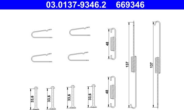 ATE 03.0137-9346.2 - Комплектующие, барабанный тормозной механизм autosila-amz.com