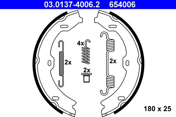 ATE 03.0137-4006.2 - Комплект тормозов, ручник, парковка autosila-amz.com