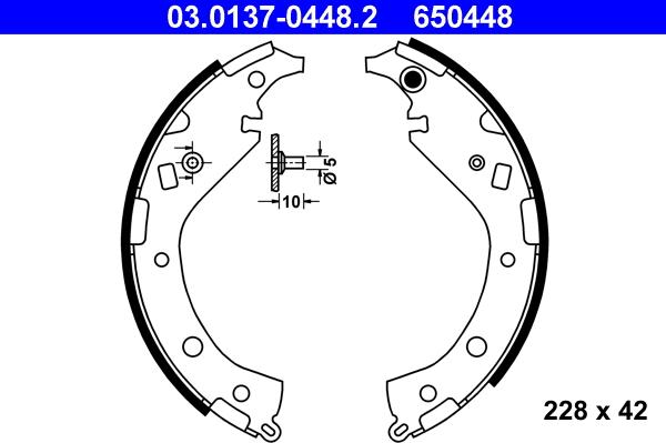 ATE 03.0137-0448.2 - Комплект тормозных колодок, барабанные autosila-amz.com