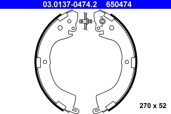 ATE 03.0137-0474.2 - Комплект тормозных колодок, барабанные autosila-amz.com