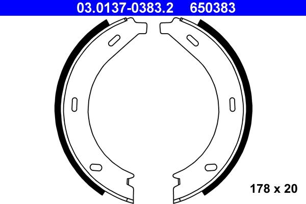 ATE 03.0137-0383.2 - Комплект тормозов, ручник, парковка autosila-amz.com