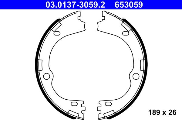 ATE 03.0137-3059.2 - Комплект тормозов, ручник, парковка autosila-amz.com