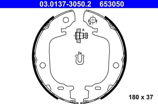 ATE 03.0137-3050.2 - Комплект тормозов, ручник, парковка autosila-amz.com