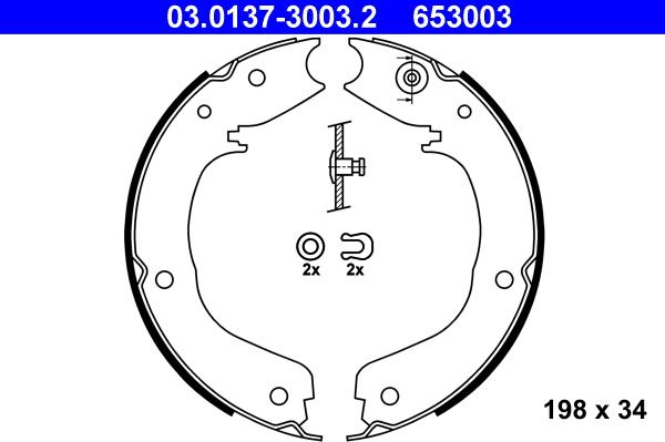 ATE 03.0137-3003.2 - Комплект тормозов, ручник, парковка autosila-amz.com