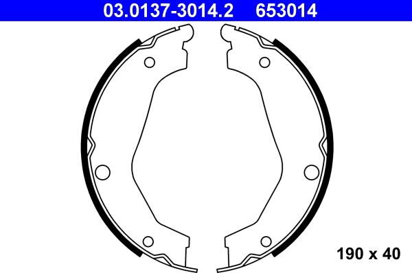 ATE 03.0137-3014.2 - Комплект тормозов, ручник, парковка autosila-amz.com