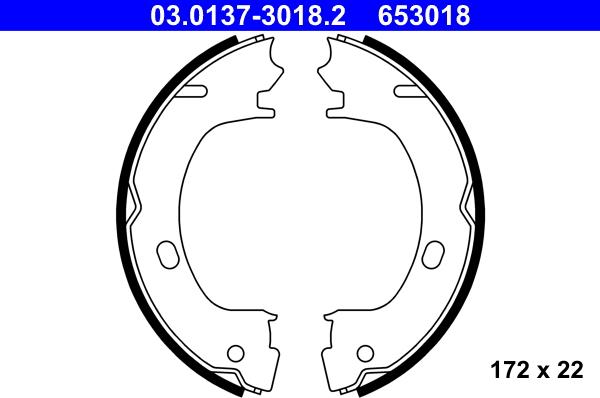 ATE 03.0137-3018.2 - Комплект тормозов, ручник, парковка autosila-amz.com