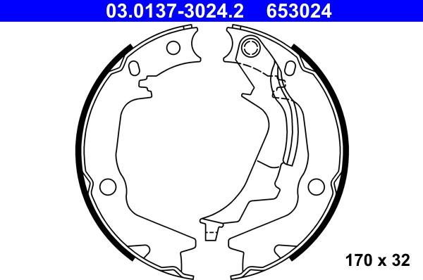 ATE 03.0137-3024.2 - Комплект тормозов, ручник, парковка autosila-amz.com