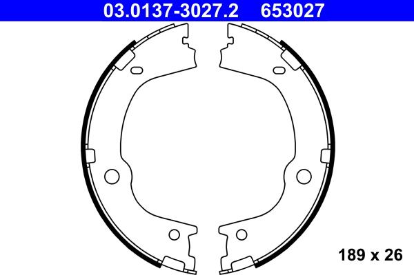 ATE 03.0137-3027.2 - Комплект тормозов, ручник, парковка autosila-amz.com