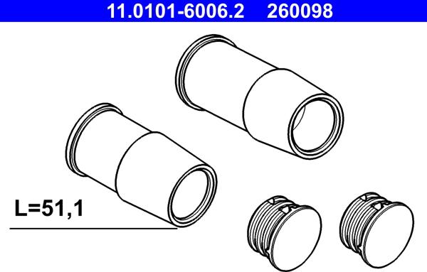 ATE 11.0101-6006.2 - Комплект направляющей гильзы, тормозной поршень autosila-amz.com