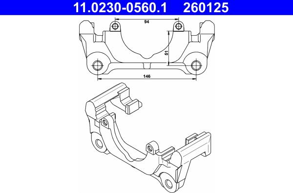 ATE 11.0230-0560.1 - Кронштейн, корпус скобы тормоза autosila-amz.com