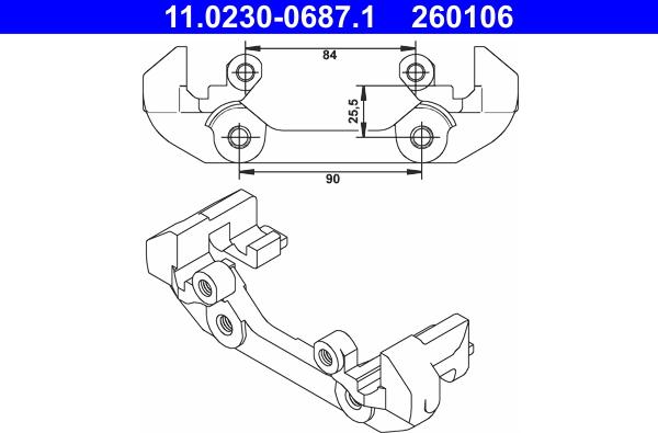 ATE 11.0230-0687.1 - Кронштейн, корпус скобы тормоза autosila-amz.com