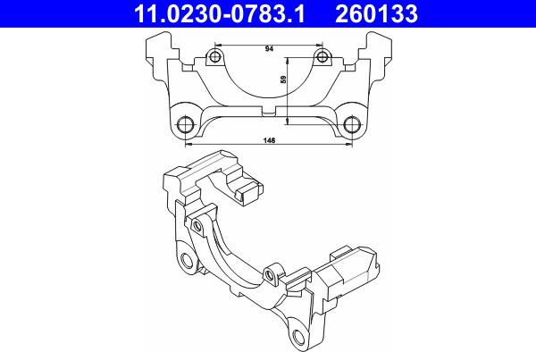 ATE 11.0230-0783.1 - Кронштейн, корпус скобы тормоза autosila-amz.com