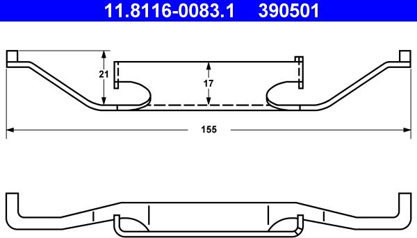 ATE 11.8116-0083.1 - Пружина, тормозной суппорт autosila-amz.com