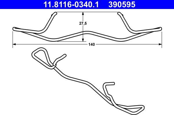 ATE 11.8116-0340.1 - Пружина, тормозной суппорт autosila-amz.com