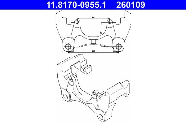 ATE 11.8170-0955.1 - Кронштейн, корпус скобы тормоза autosila-amz.com