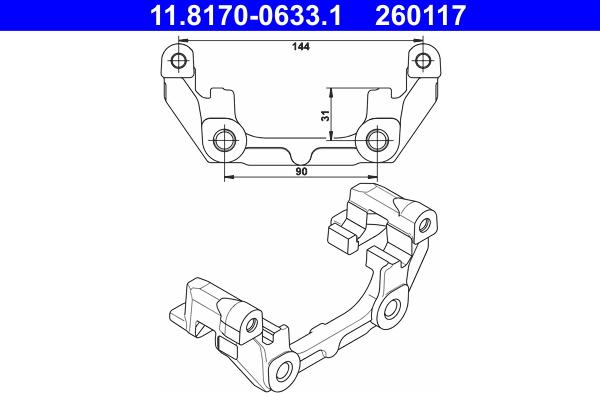 ATE 11.8170-0633.1 - Кронштейн, корпус скобы тормоза autosila-amz.com