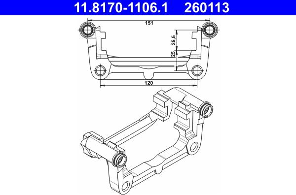 ATE 11.8170-1106.1 - Кронштейн, корпус скобы тормоза autosila-amz.com