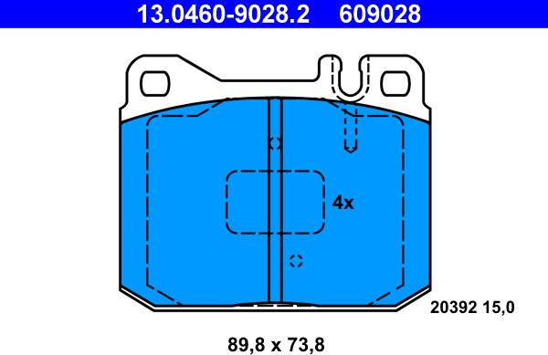 ATE 13.0460-9028.2 - Тормозные колодки, дисковые, комплект autosila-amz.com