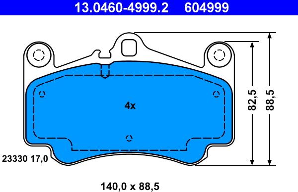 ATE 13.0460-4999.2 - Комплект тормозных колодок передний PORSCHE 911 3.6/3.8 06.00-12.12 autosila-amz.com