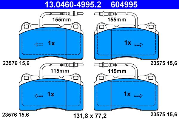 ATE 13.0460-4995.2 - Тормозные колодки, дисковые, комплект autosila-amz.com