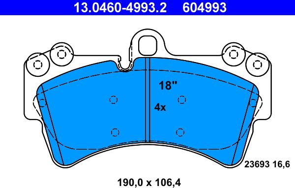 ATE 13.0460-4993.2 - Тормозные колодки, дисковые, комплект autosila-amz.com