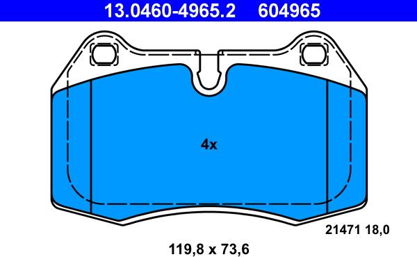 ATE 13.0460-4965.2 - Тормозные колодки, дисковые, комплект autosila-amz.com