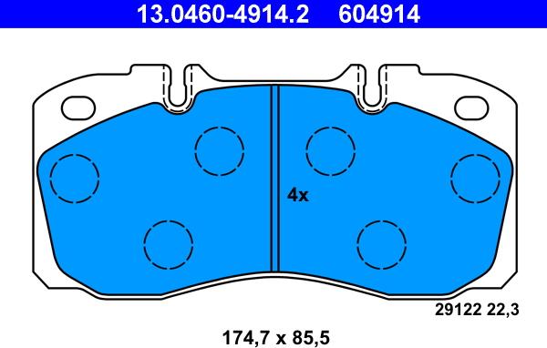 ATE 13.0460-4914.2 - Тормозные колодки, дисковые, комплект autosila-amz.com