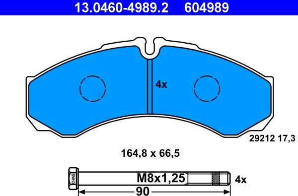 ATE 13.0460-4989.2 - Тормозные колодки, дисковые, комплект autosila-amz.com