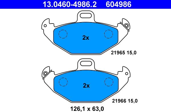 ATE 13.0460-4986.2 - Тормозные колодки, дисковые, комплект autosila-amz.com