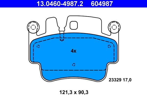 ATE 13.0460-4987.2 - Тормозные колодки, дисковые, комплект autosila-amz.com