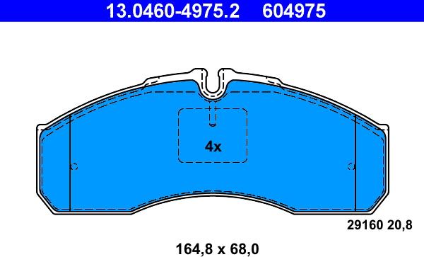 ATE 13.0460-4975.2 - Тормозные колодки, дисковые, комплект autosila-amz.com