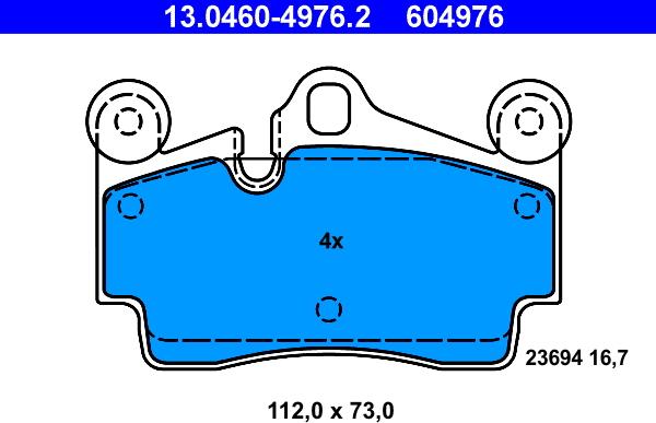 ATE 13.0460-4976.2 - Тормозные колодки, дисковые, комплект autosila-amz.com