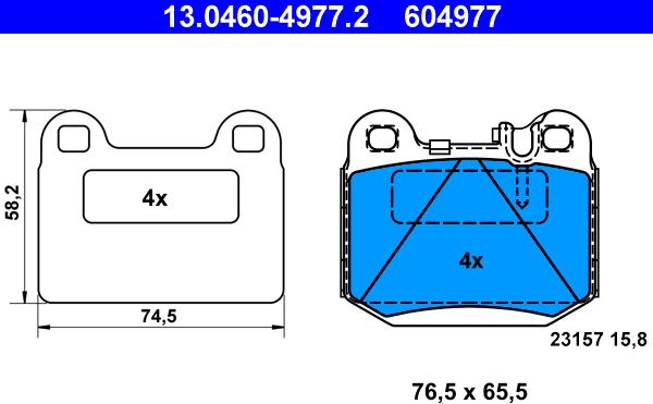 ATE 13.0460-4977.2 - Тормозные колодки, дисковые, комплект autosila-amz.com