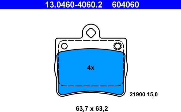 ATE 13.0460-4060.2 - Тормозные колодки, дисковые, комплект autosila-amz.com