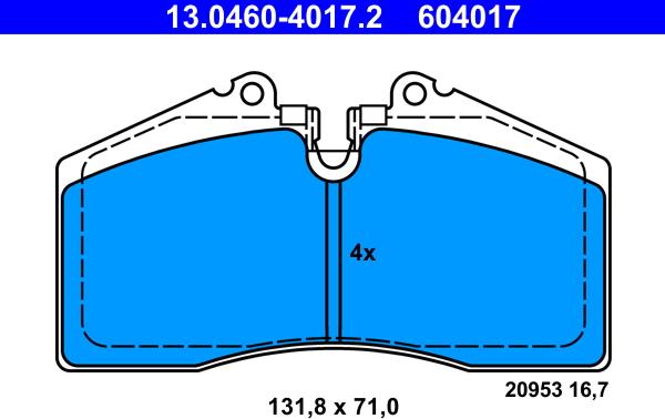 ATE 13.0460-4017.2 - Тормозные колодки, дисковые, комплект autosila-amz.com