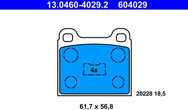 ATE 13.0460-4029.2 - Тормозные колодки, дисковые, комплект autosila-amz.com