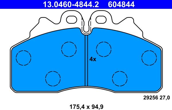 ATE 13.0460-4844.2 - Тормозные колодки, дисковые, комплект autosila-amz.com