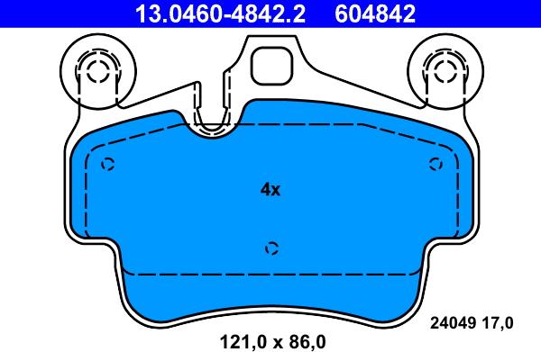 ATE 13.0460-4842.2 - 13.0460-4842.2 P65014 [99735193903] !колодки дисковые п.\ Porsche 911 3.6/3.8 04> autosila-amz.com