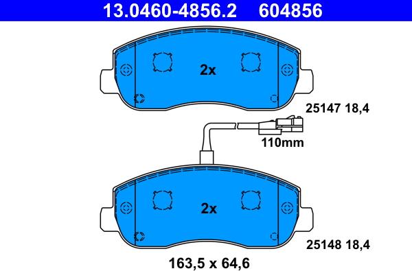 ATE 13.0460-4856.2 - Тормозные колодки, дисковые, комплект autosila-amz.com